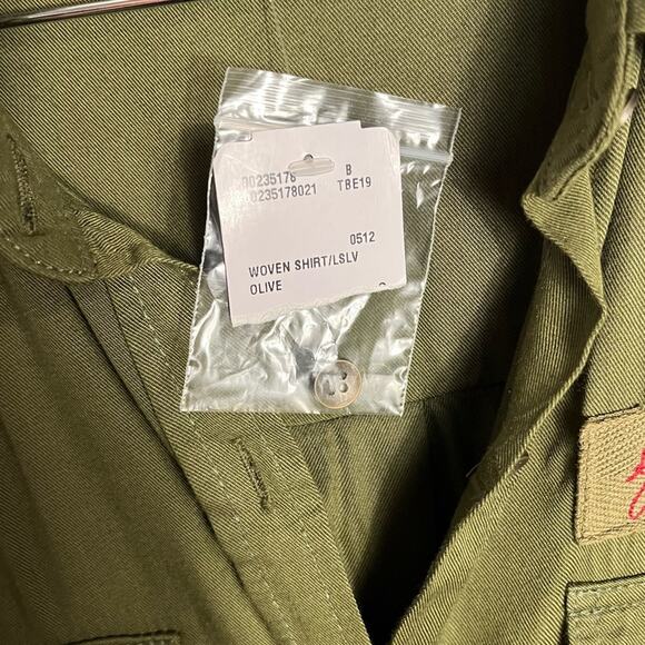 NWT LIFE IN PROGRESS | Army Green Military Button Down Women's Shirt S - Picture 7 of 8